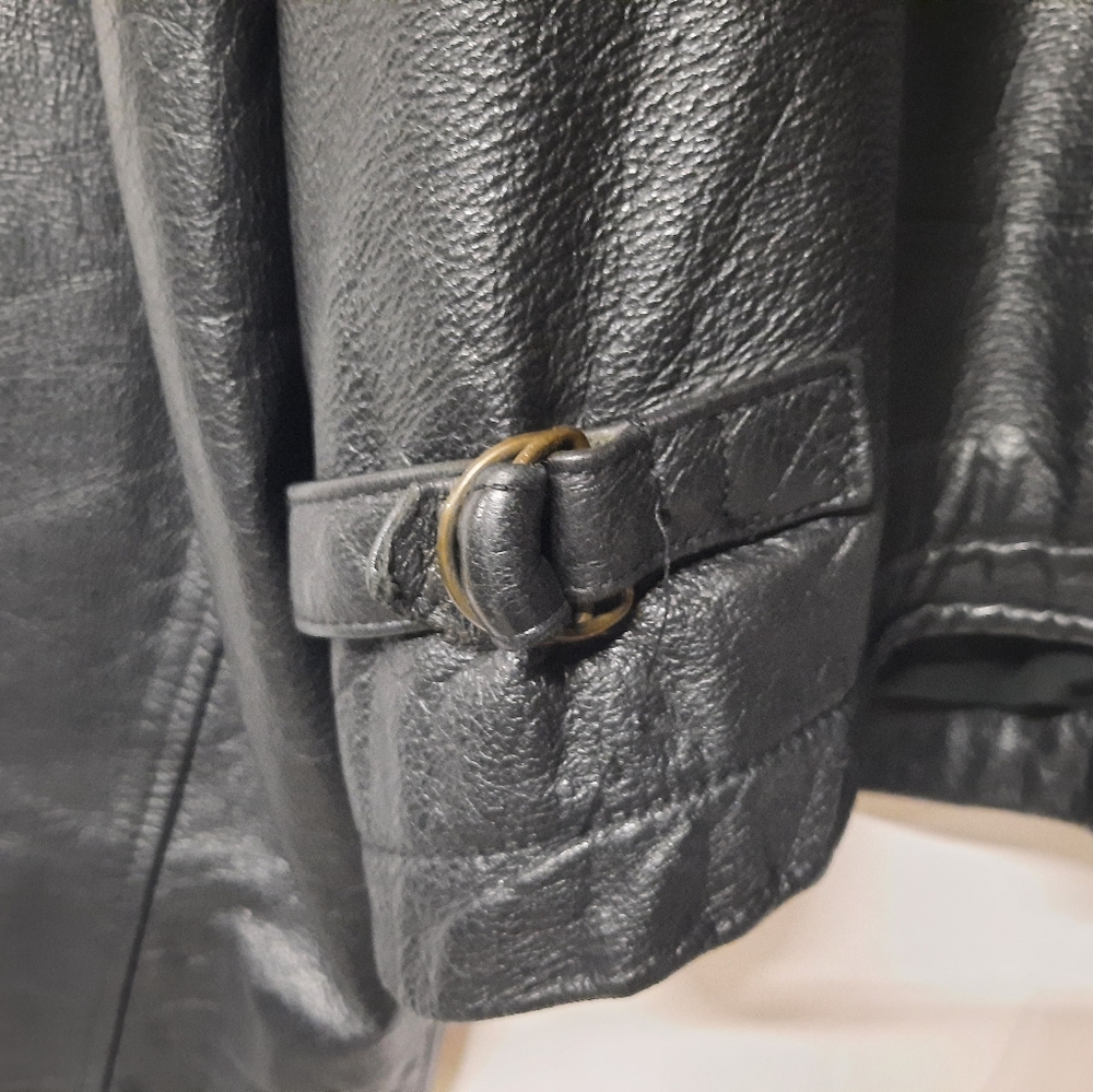 ‼️SOLD‼️ Vintage 1996 Camel Black Leather Jacket Size XL 90s Tobacco Motorcycle - Picture 6 of 14